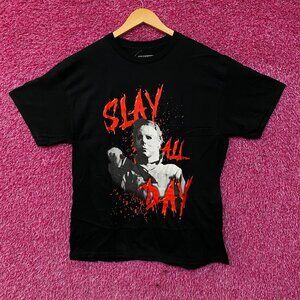 John Carpenter's Halloween Michael Myers Slay All Day Horror Tshirt size Large